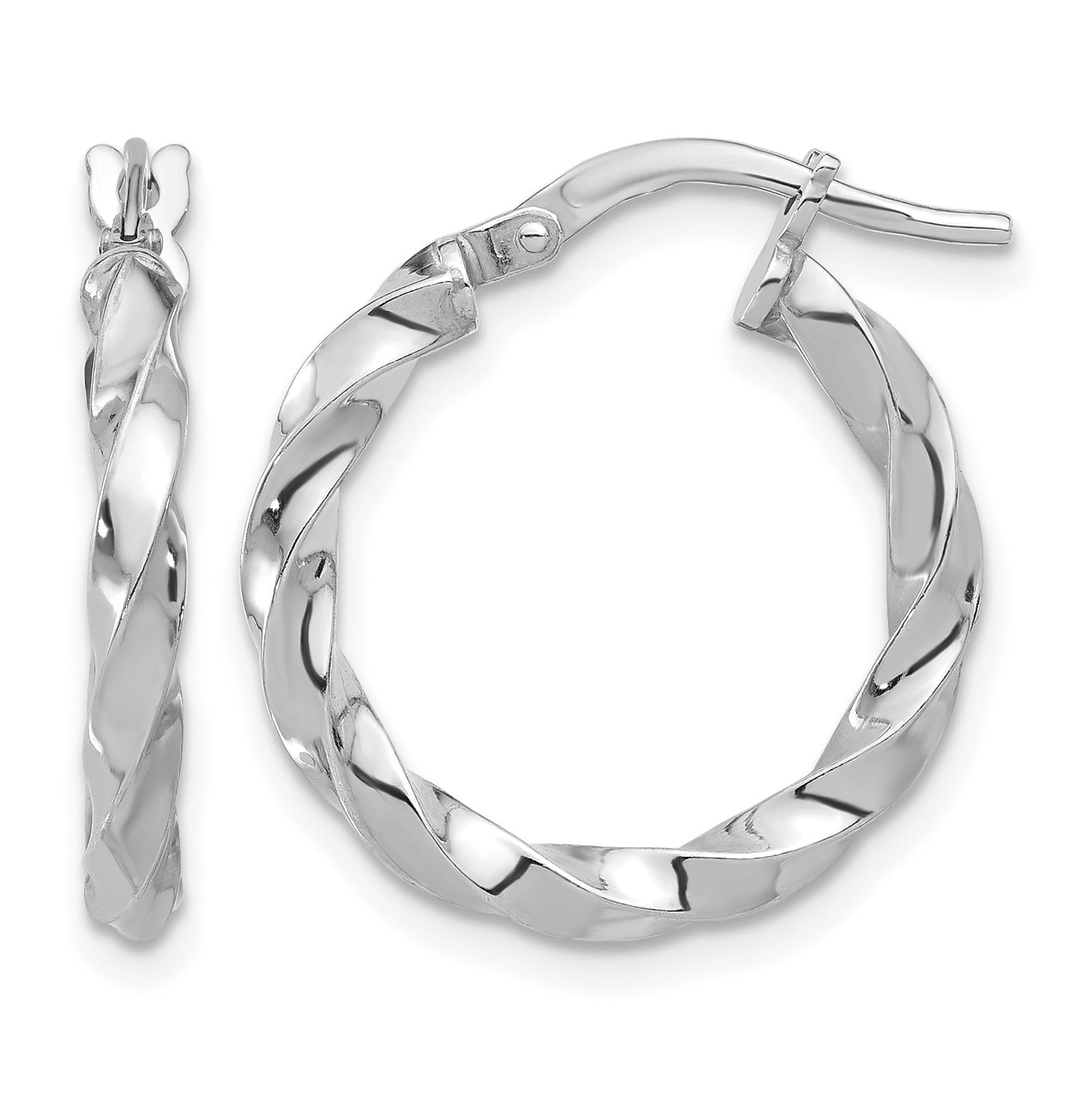 Sterling Silver Rhodium-plated Polished Twisted Hoop Earrings