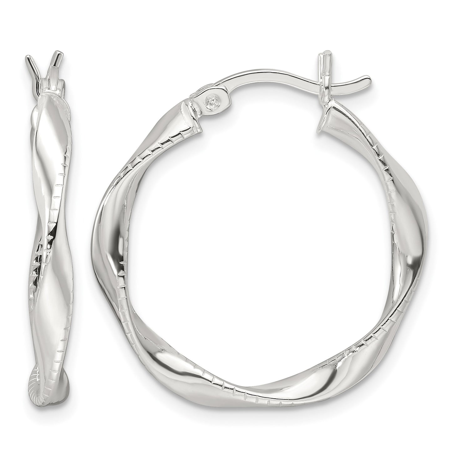 Sterling Silver Polished Twisted Hoop Earrings