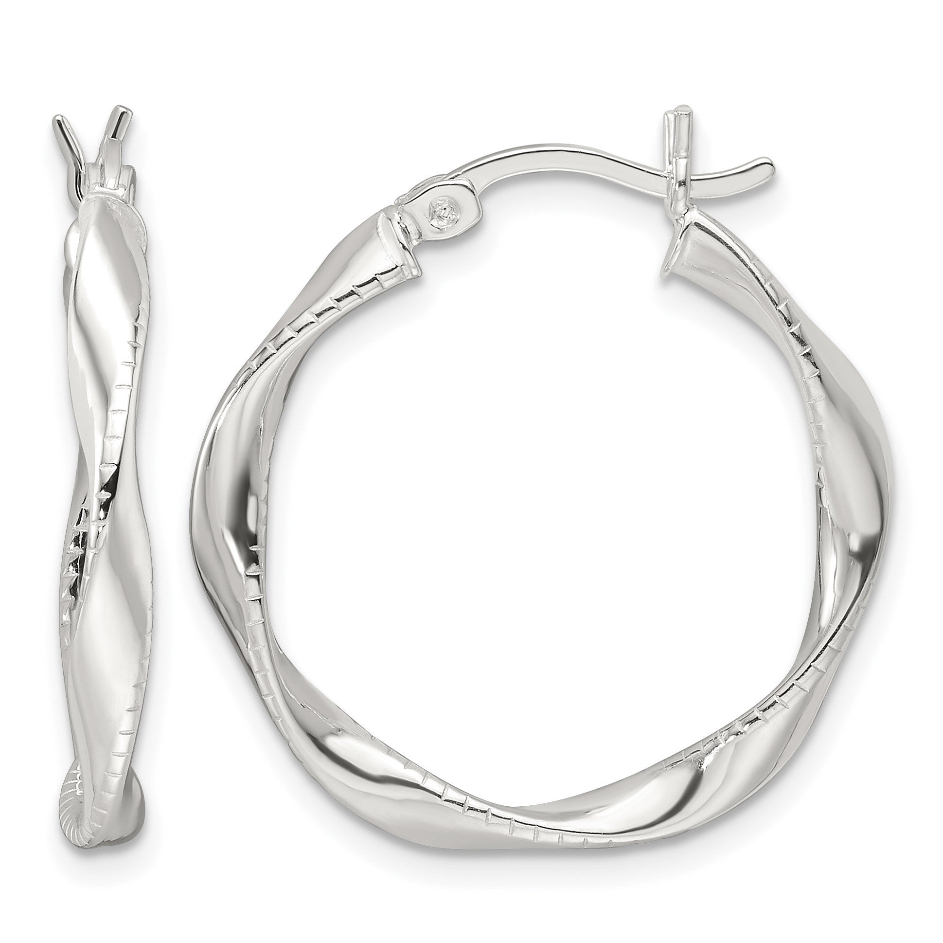 Sterling Silver Polished Twisted Hoop Earrings