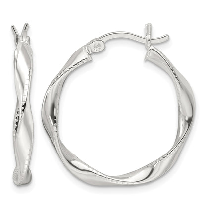 Sterling Silver Polished Twisted Hoop Earrings