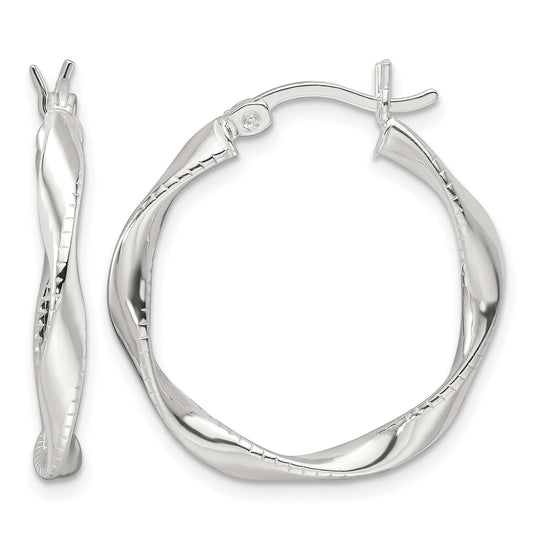 Sterling Silver Polished Twisted Hoop Earrings