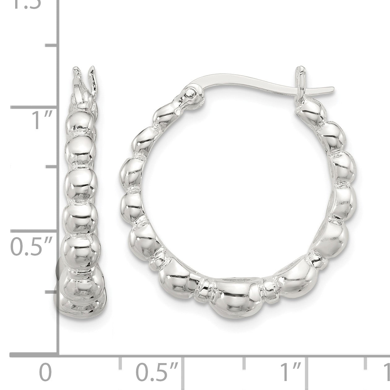 Sterling Silver Polished Graduated Bead Hoop Earrings