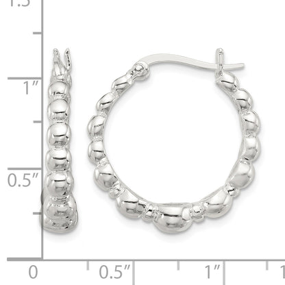 Sterling Silver Polished Graduated Bead Hoop Earrings