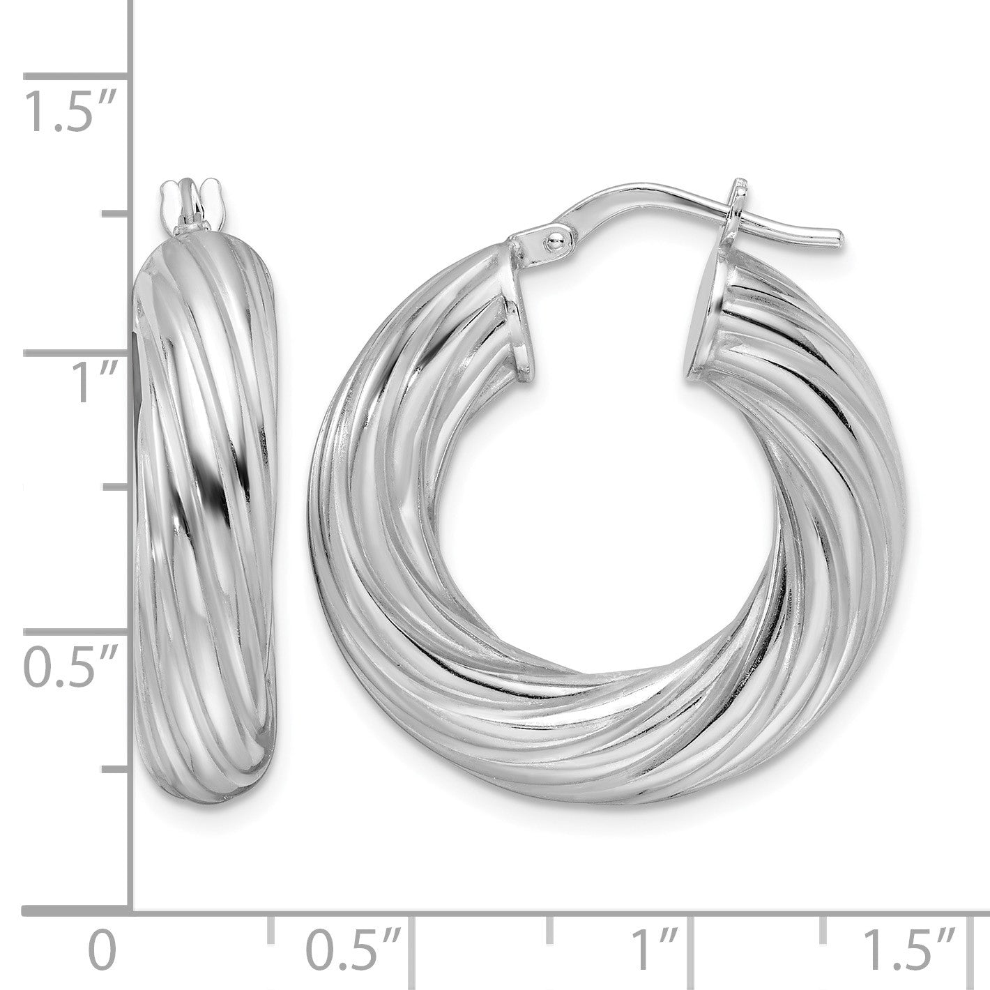 Sterling Silver Rhod-plated Polished 6mm Twisted Hollow Hoop Earrings