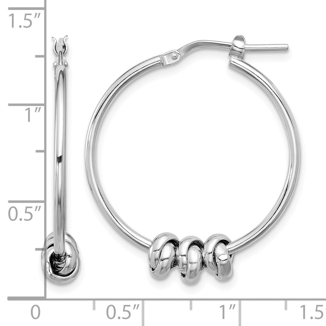 Sterling Silver Rhodium-plated Polished Love Knot Hoop Earrings