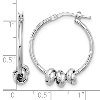 Sterling Silver Rhodium-plated Polished Love Knot Hoop Earrings