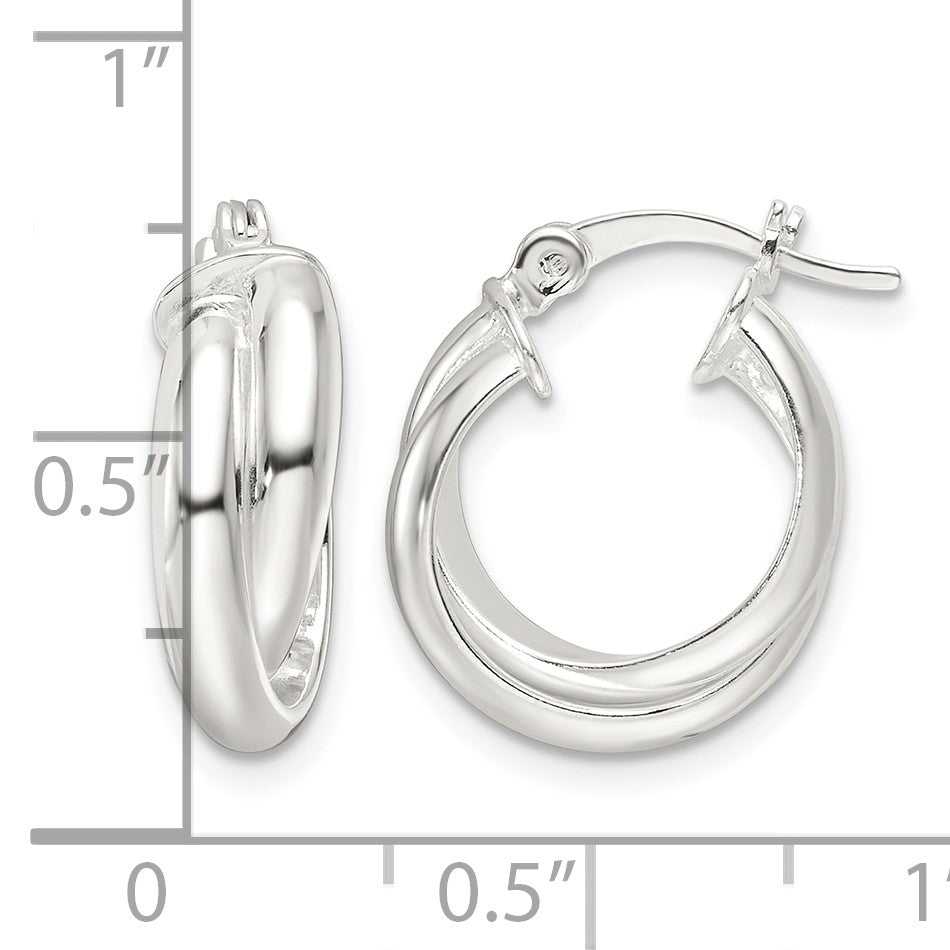Sterling Silver Polished Twisted Double Hoop Earrings