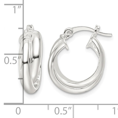 Sterling Silver Polished Twisted Double Hoop Earrings