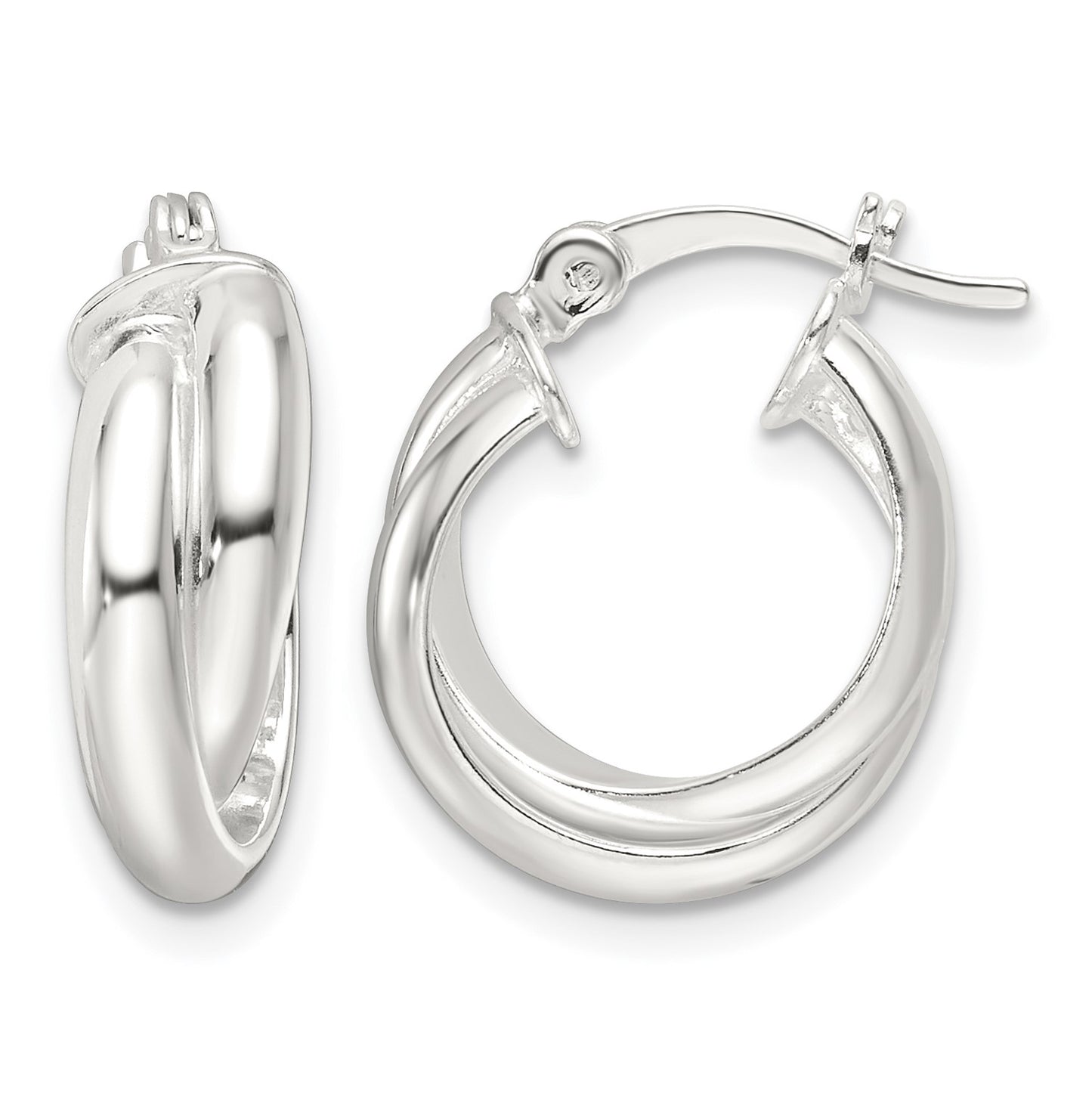 Sterling Silver Polished Twisted Double Hoop Earrings