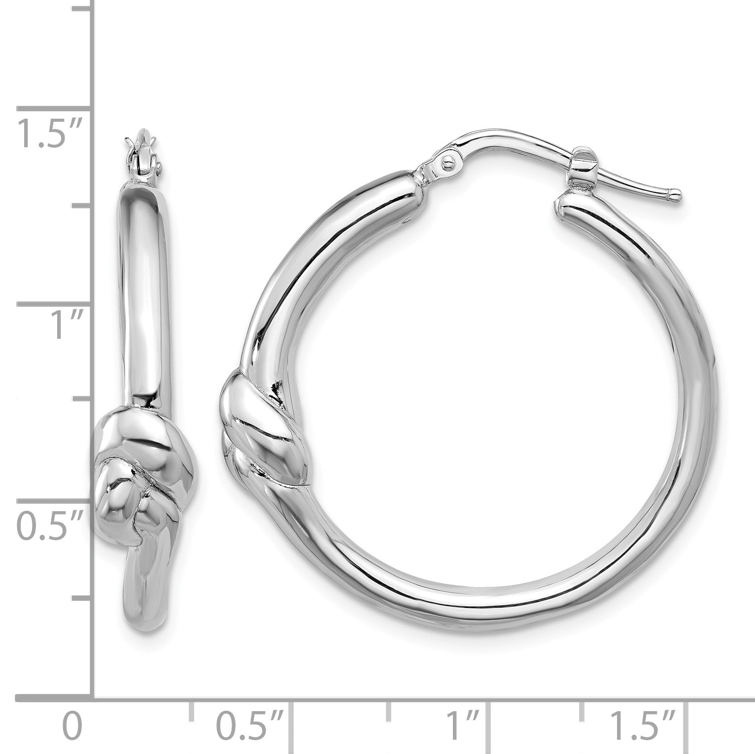 Sterling Silver Rhod-plated Polished Knot Large Round Hoop Earrings