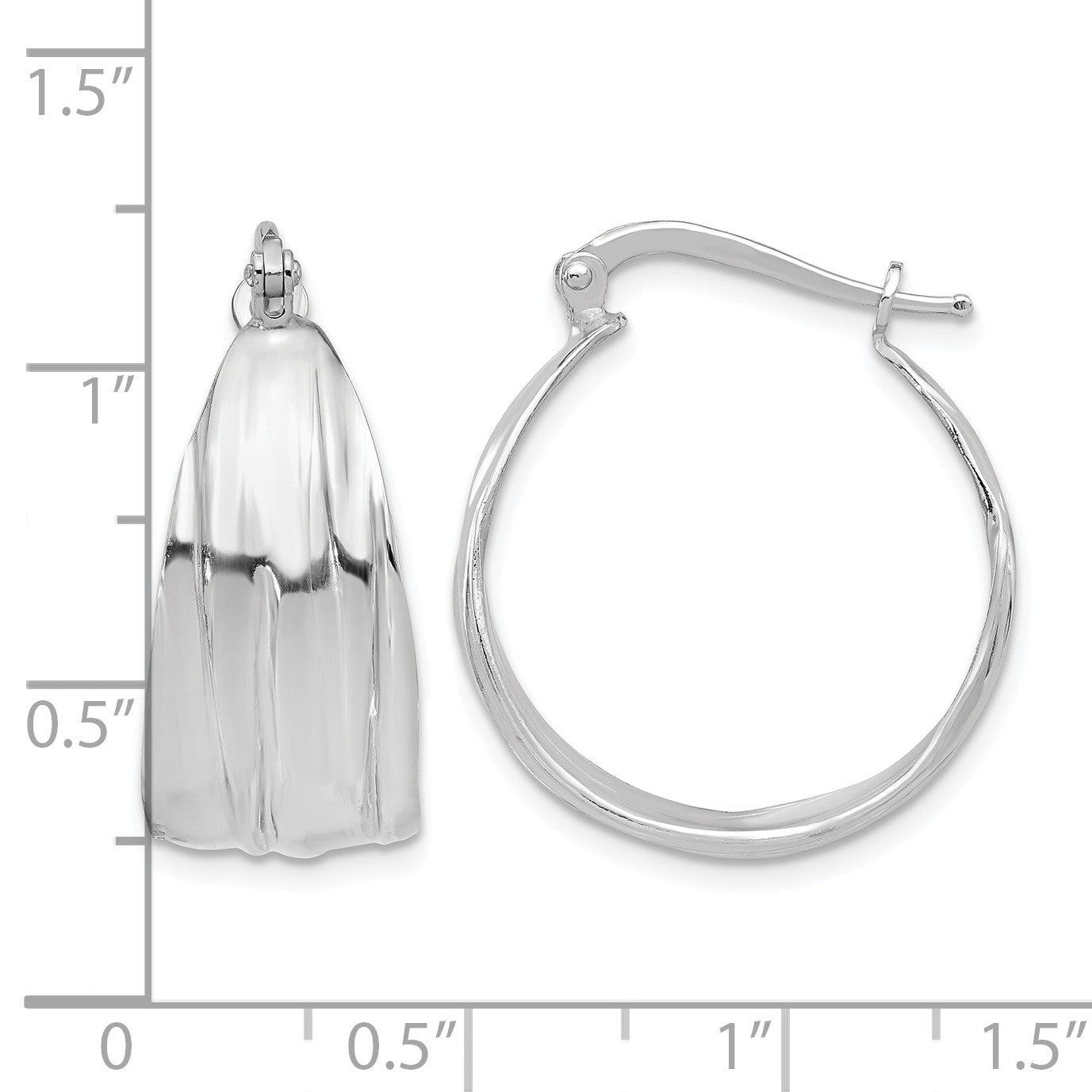 Sterling Silver RH-Plated Textured and Tapered SM Round Hoop Earrings