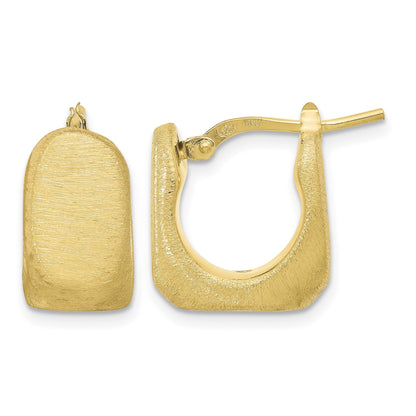 Sterling Silver Gold-Plated Brushed and Hollow Square Hoop Earrings