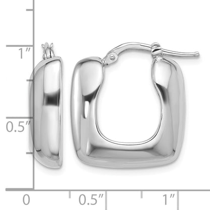 Sterling Silver Rhodium-plated Polished Square Hoop Earrings