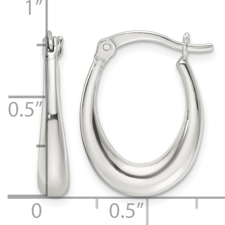 Sterling Silver Polished Oval Hoop Earrings
