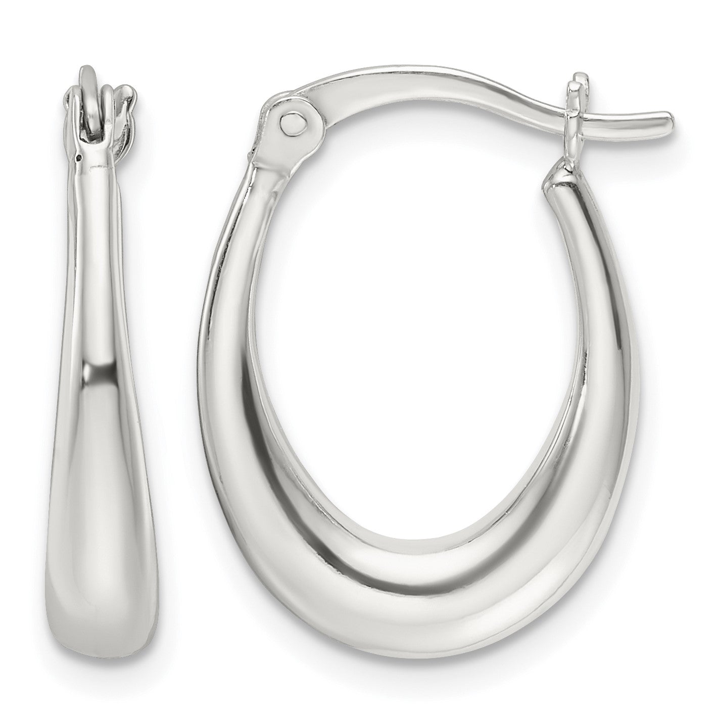 Sterling Silver Polished Oval Hoop Earrings