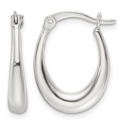 Sterling Silver Polished Oval Hoop Earrings