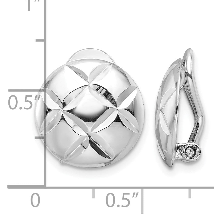 Sterling Silver Rhodium-plated D/C Circle Non-Pierced Earrings