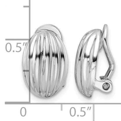 Sterling Silver Rhodium-plated Striped Oval Non-Pierced Earrings