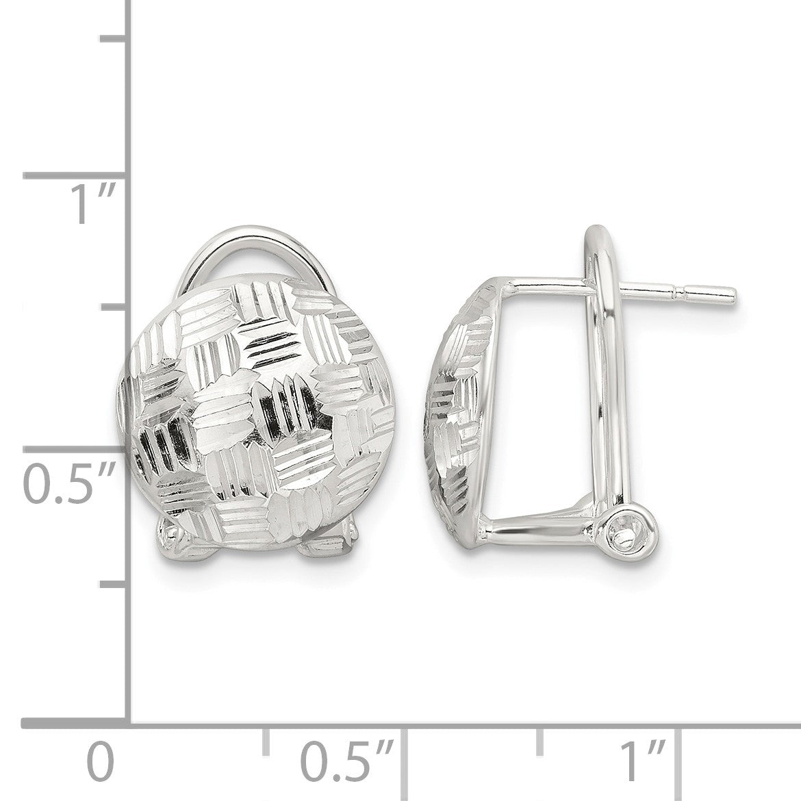 Sterling Silver Polished and Woven D/C Circle Omega Back Post Earrings