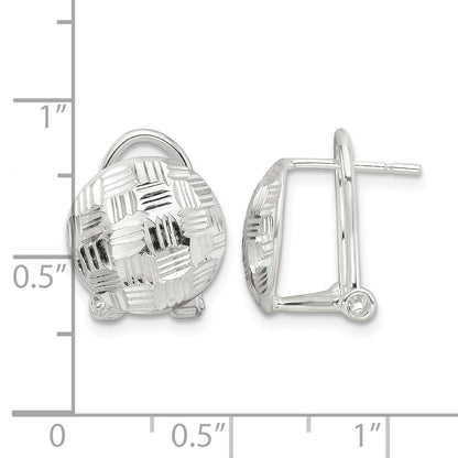 Sterling Silver Polished and Woven D/C Circle Omega Back Post Earrings