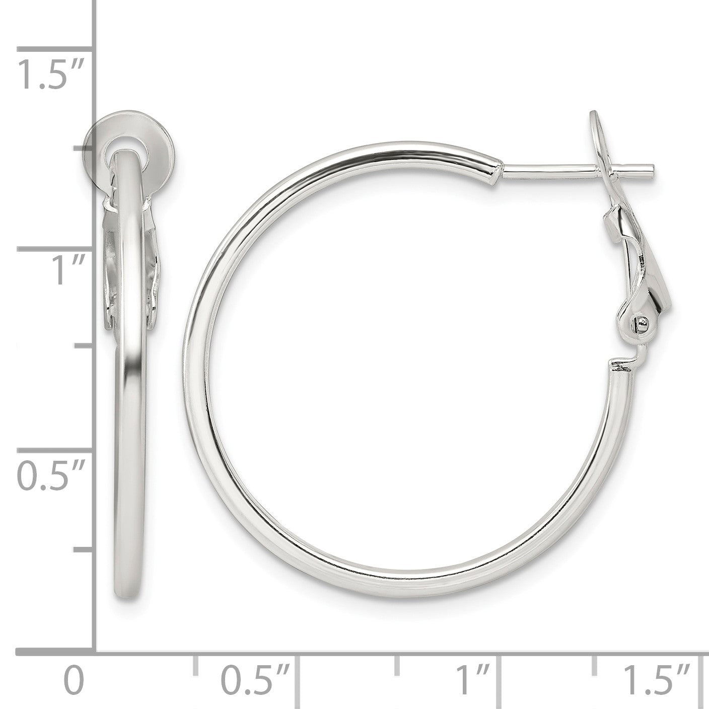 Sterling Silver Polished 1.75mm Omega Back Round Hoop Earrings