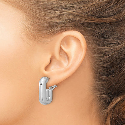 Sterling Silver Polished 3.25mm Omega Back Round Hoop Earrings