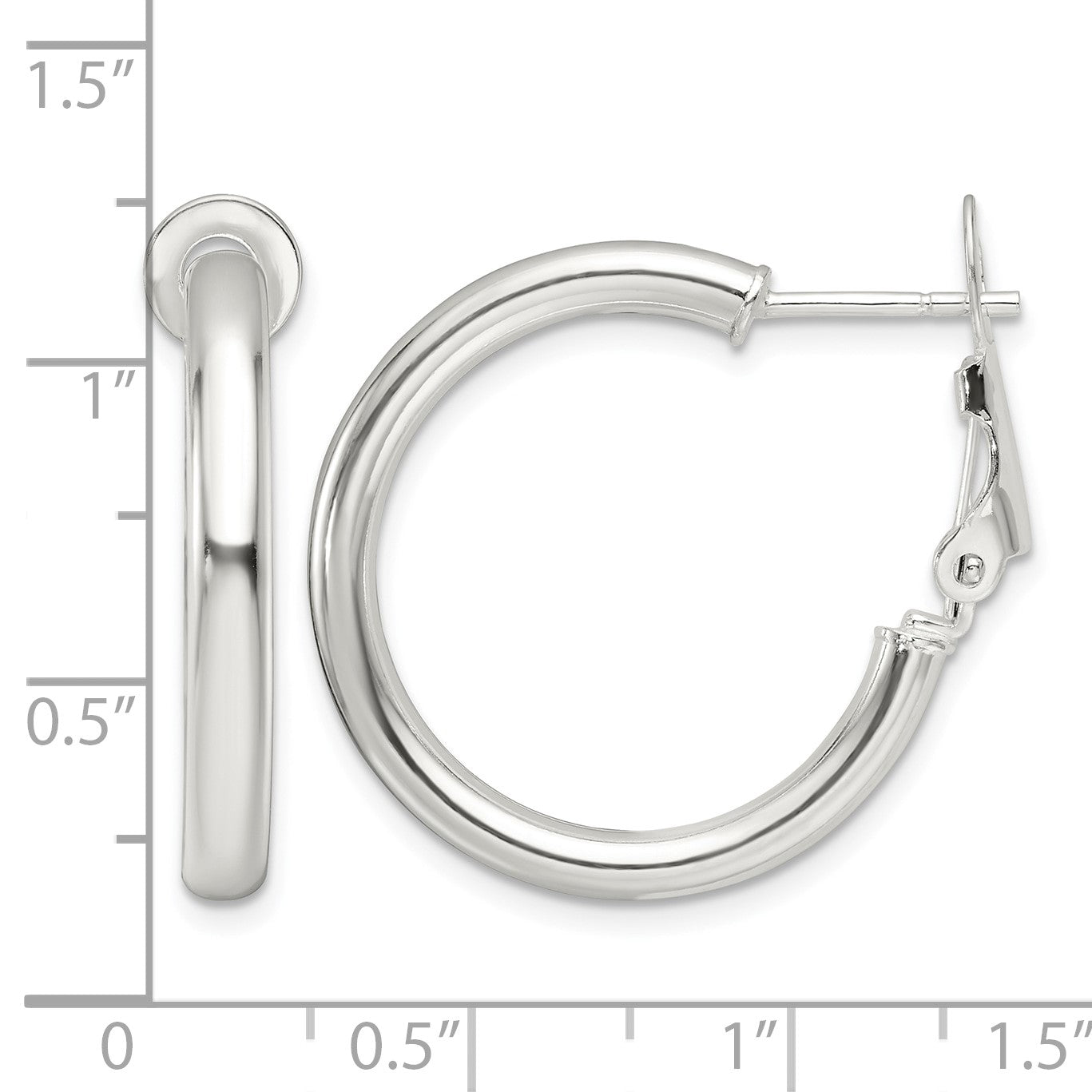 Sterling Silver Polished 3.25mm Omega Back Round Hoop Earrings