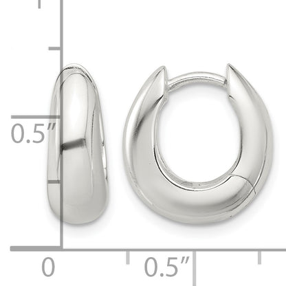 Sterling Silver E-coated Tapered Hinged Hoop Earrings
