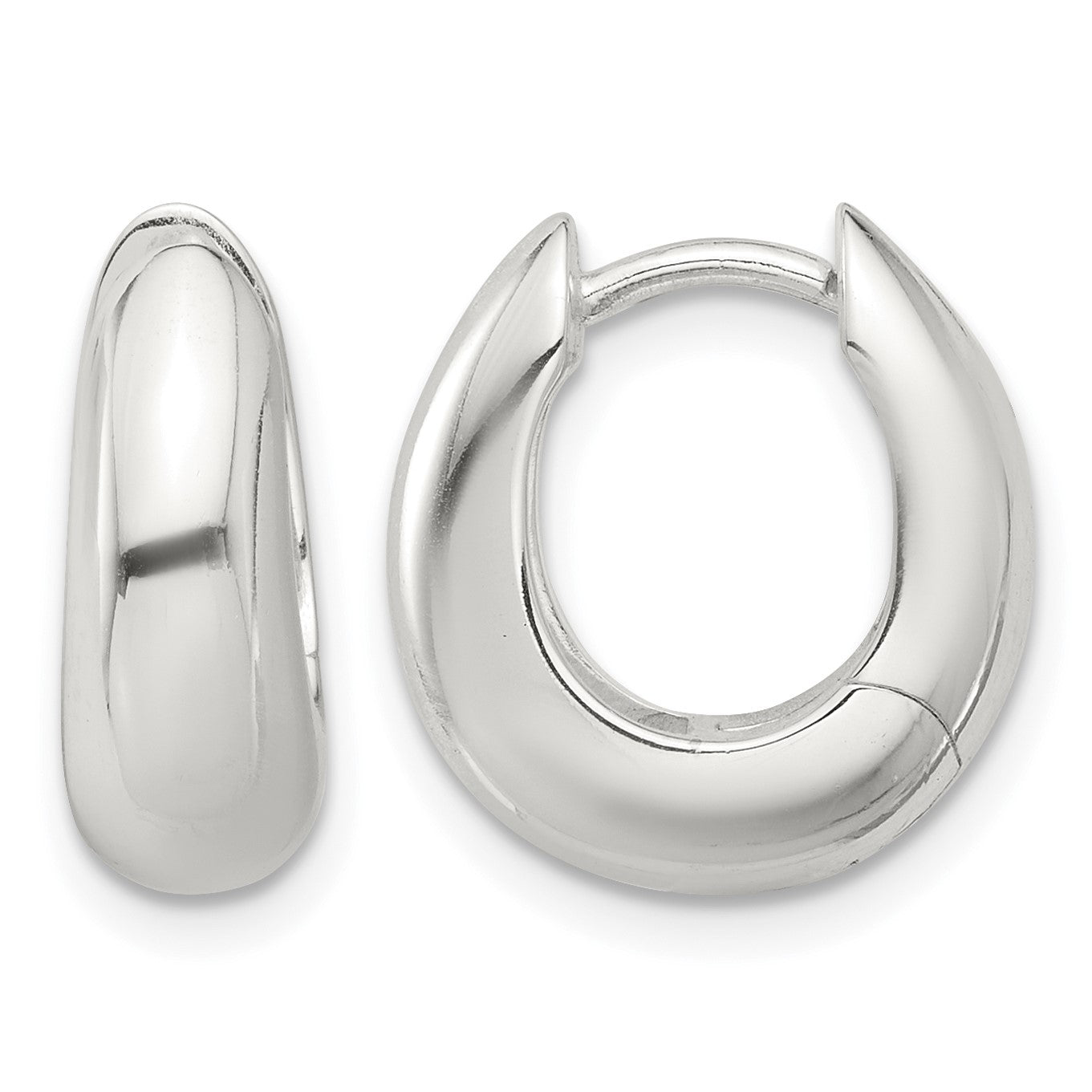Sterling Silver E-coated Tapered Hinged Hoop Earrings