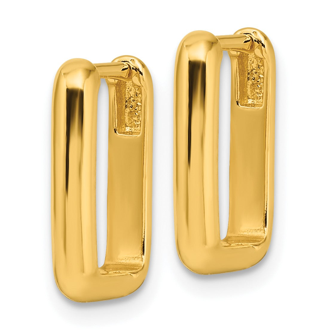 Sterling Silver Gold-tone Polished Rectangle Hoop Earrings