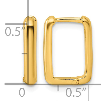 Sterling Silver Gold-tone Polished Rectangle Hoop Earrings
