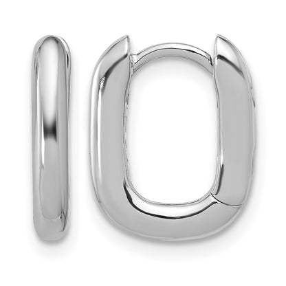 Sterling Silver Rhodium-plated Rounded Edge Square Hinged Hoop Earrings