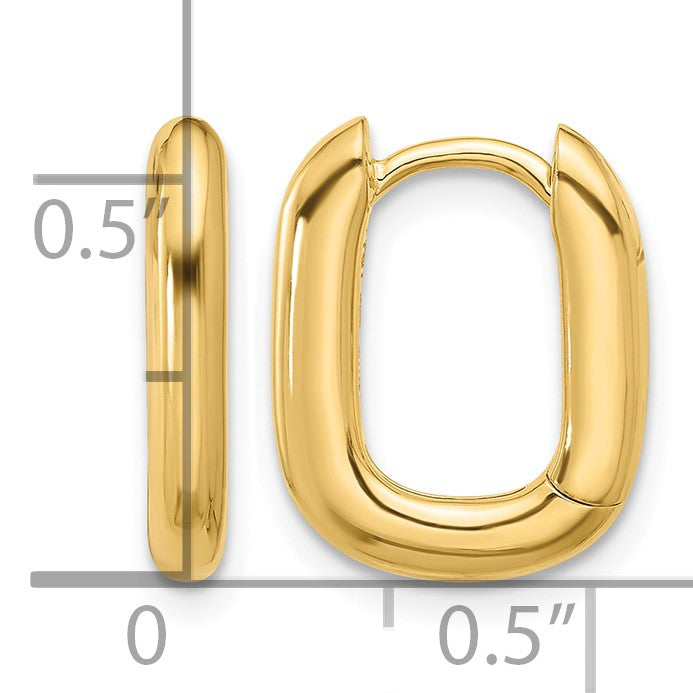 Sterling Silver Gold-tone Rounded Edge Square Hinged Hoop Earrings