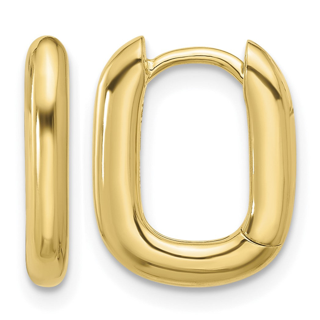 Sterling Silver Gold-tone Rounded Edge Square Hinged Hoop Earrings