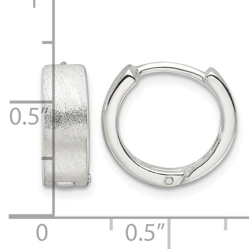 Sterling Silver Brushed and Polished 5mm Hinged Hoop Earrings