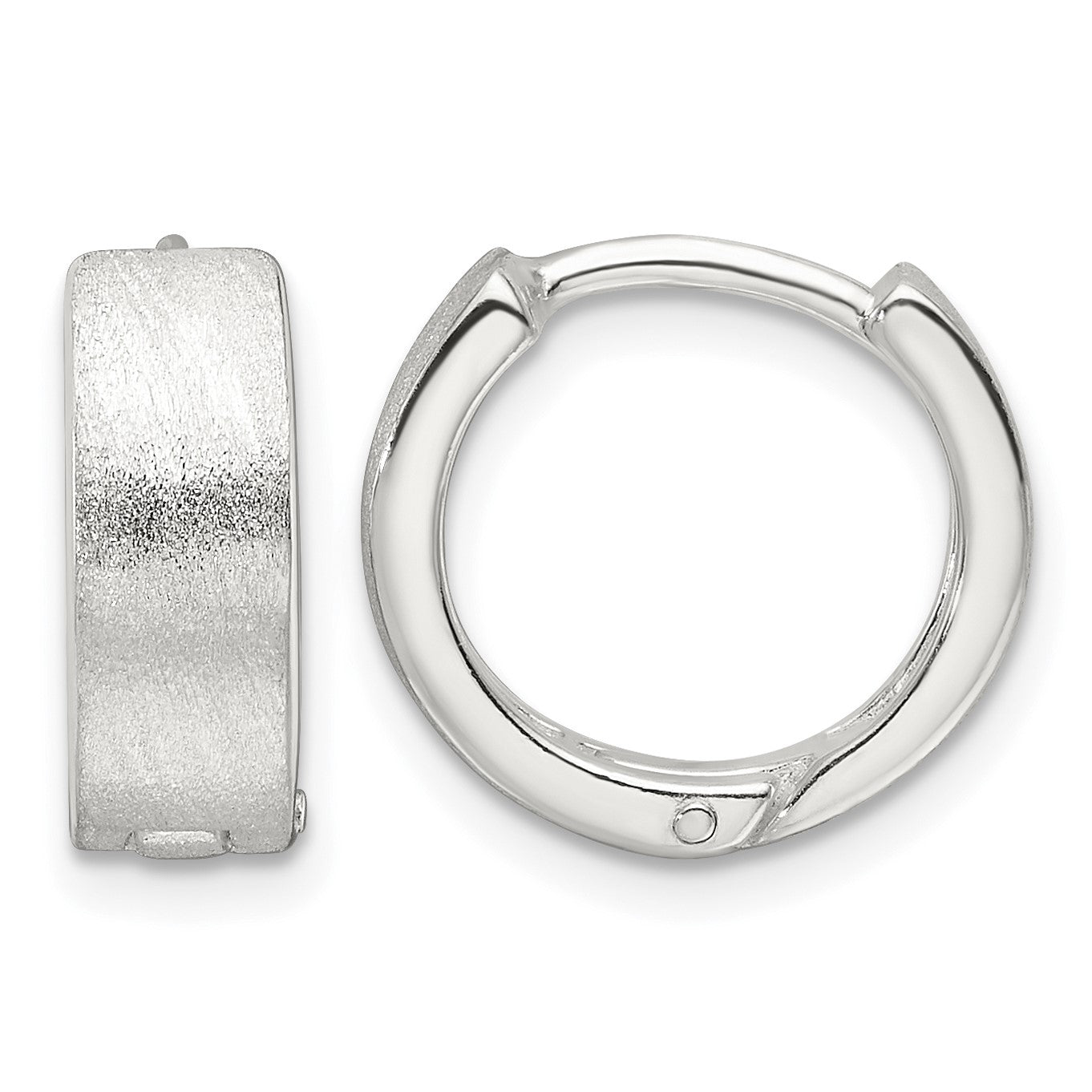 Sterling Silver Brushed and Polished 5mm Hinged Hoop Earrings