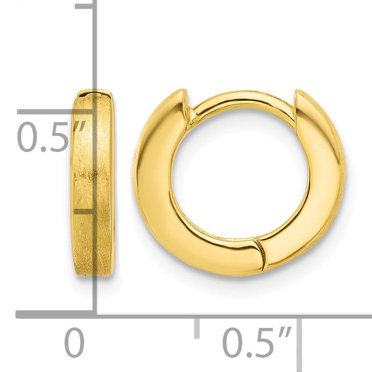 Sterling Silver Gold-plated Brushed 3x13mm Hinged Huggie Hoop Earrings