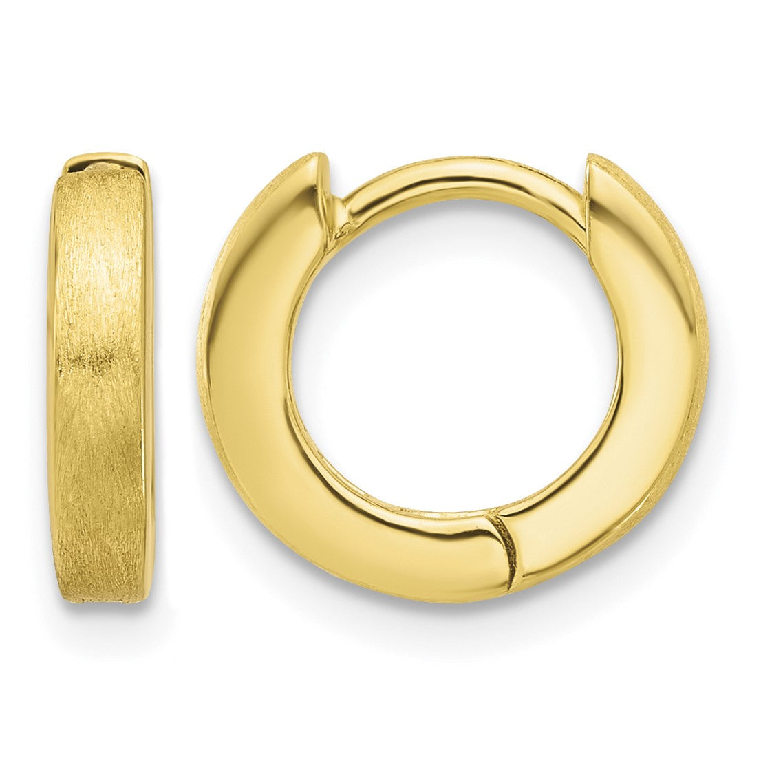 Sterling Silver Gold-plated Brushed 3x13mm Hinged Huggie Hoop Earrings