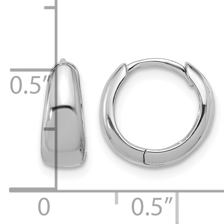Sterling Silver Rhodium-plated 12x5mm Huggie Hoop Earrings
