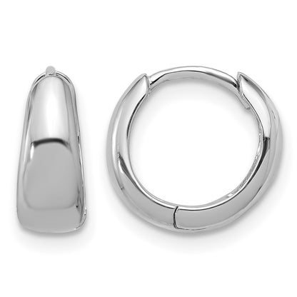 Sterling Silver Rhodium-plated 12x5mm Huggie Hoop Earrings