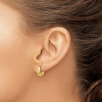 Sterling Silver Gold-tone 12x5mm Huggie Hoop Earrings