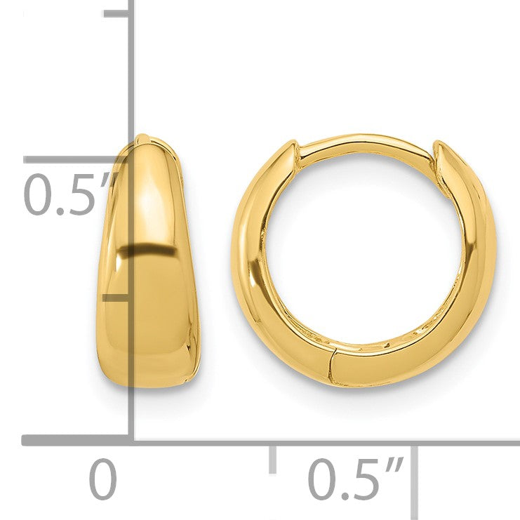 Sterling Silver Gold-tone 12x5mm Huggie Hoop Earrings