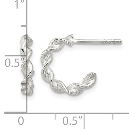 Sterling Silver E-coated Twisted Post Hoop Earrings