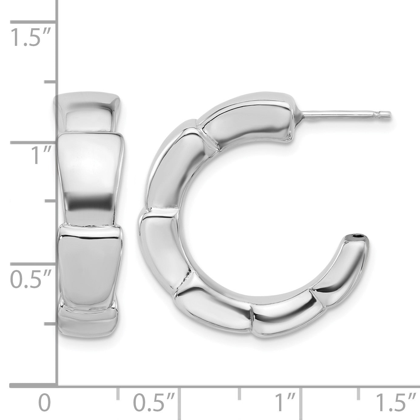 Sterling Silver Rhodium-plated Polished Hoop Post Earrings
