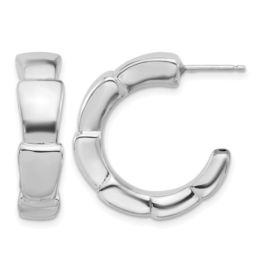 Sterling Silver Rhodium-plated Polished Hoop Post Earrings