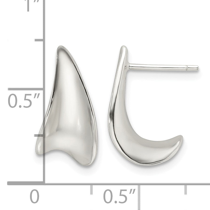 Sterling Silver E-Coating Polished Fancy J Hoop Earrings