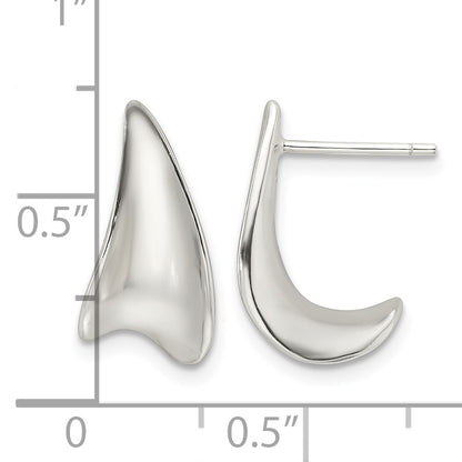 Sterling Silver E-Coating Polished Fancy J Hoop Earrings
