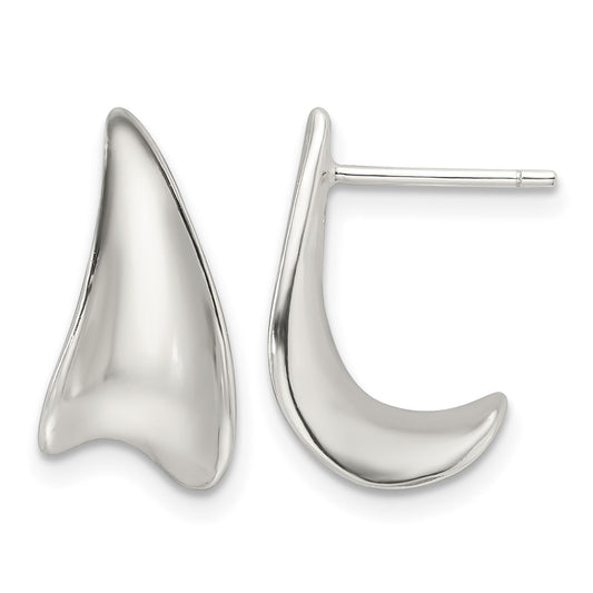 Sterling Silver E-Coating Polished Fancy J Hoop Earrings