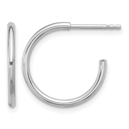 Sterling Silver Rhodium-plated Polished Hollow Tube C-Hoop Earrings