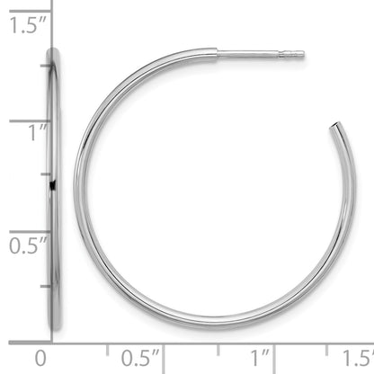 Sterling Silver Rhodium-plated Polished Hollow Tube C-Hoop Earrings